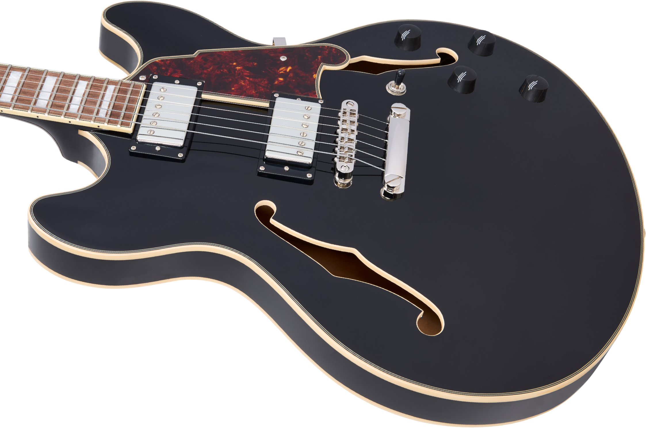 D'angelico Premier Dc 2h Ht Wal - Solid Black - Semi-hollow electric guitar - Variation 3