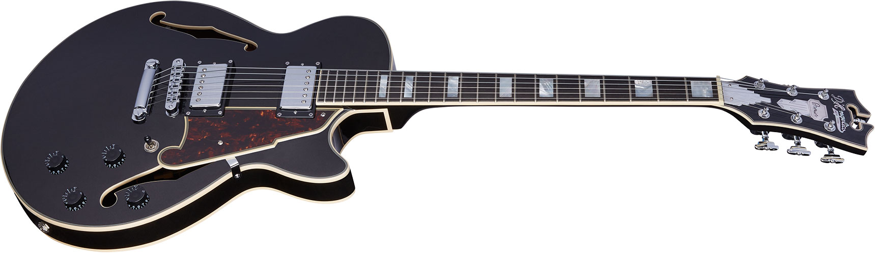 D'angelico Ss Premier 2h Ht Ova - Black Flake - Semi-hollow electric guitar - Variation 1