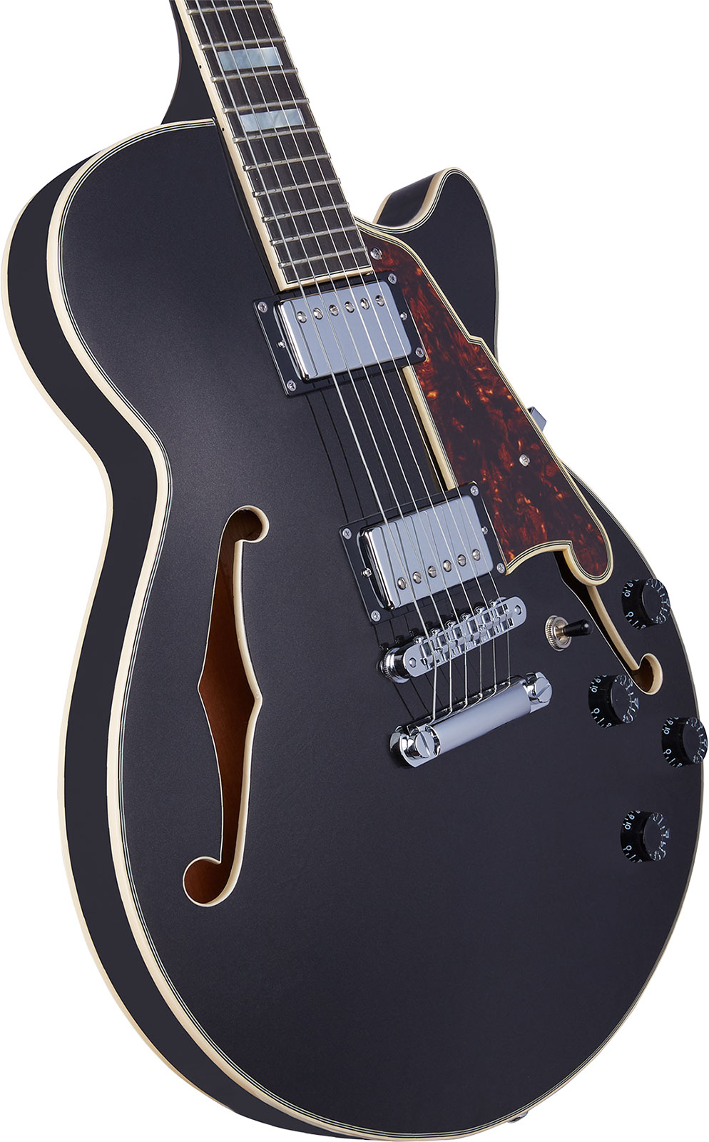 D'angelico Ss Premier 2h Ht Ova - Black Flake - Semi-hollow electric guitar - Variation 3