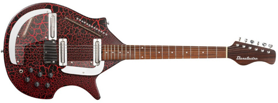 Danelectro Sitar Rdc Ht 2s Pf - Red Crackle - Retro rock electric guitar - Main picture