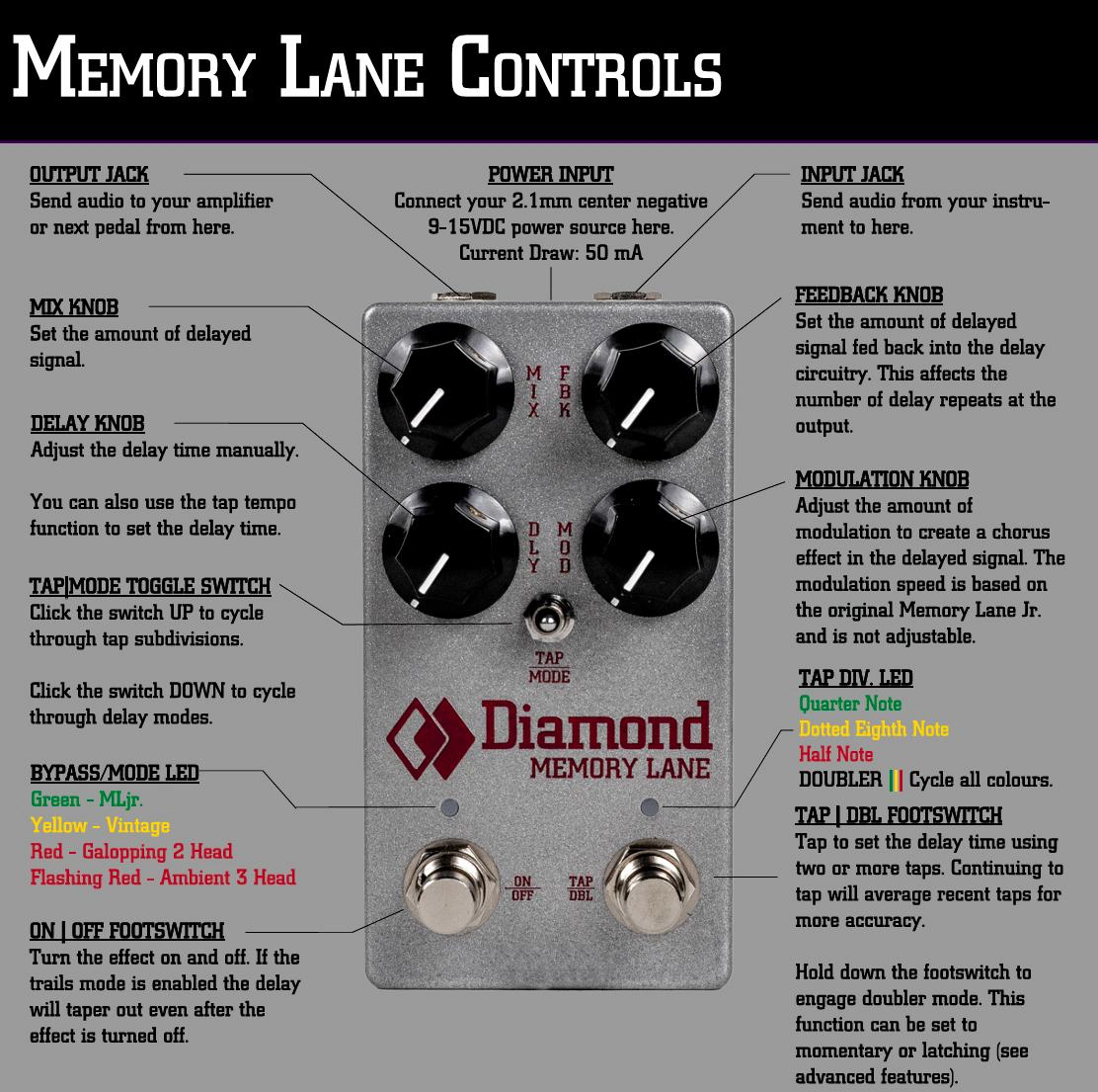Diamond Memory Lane Stm32 Delay - Reverb, delay & echo effect pedal - Variation 4