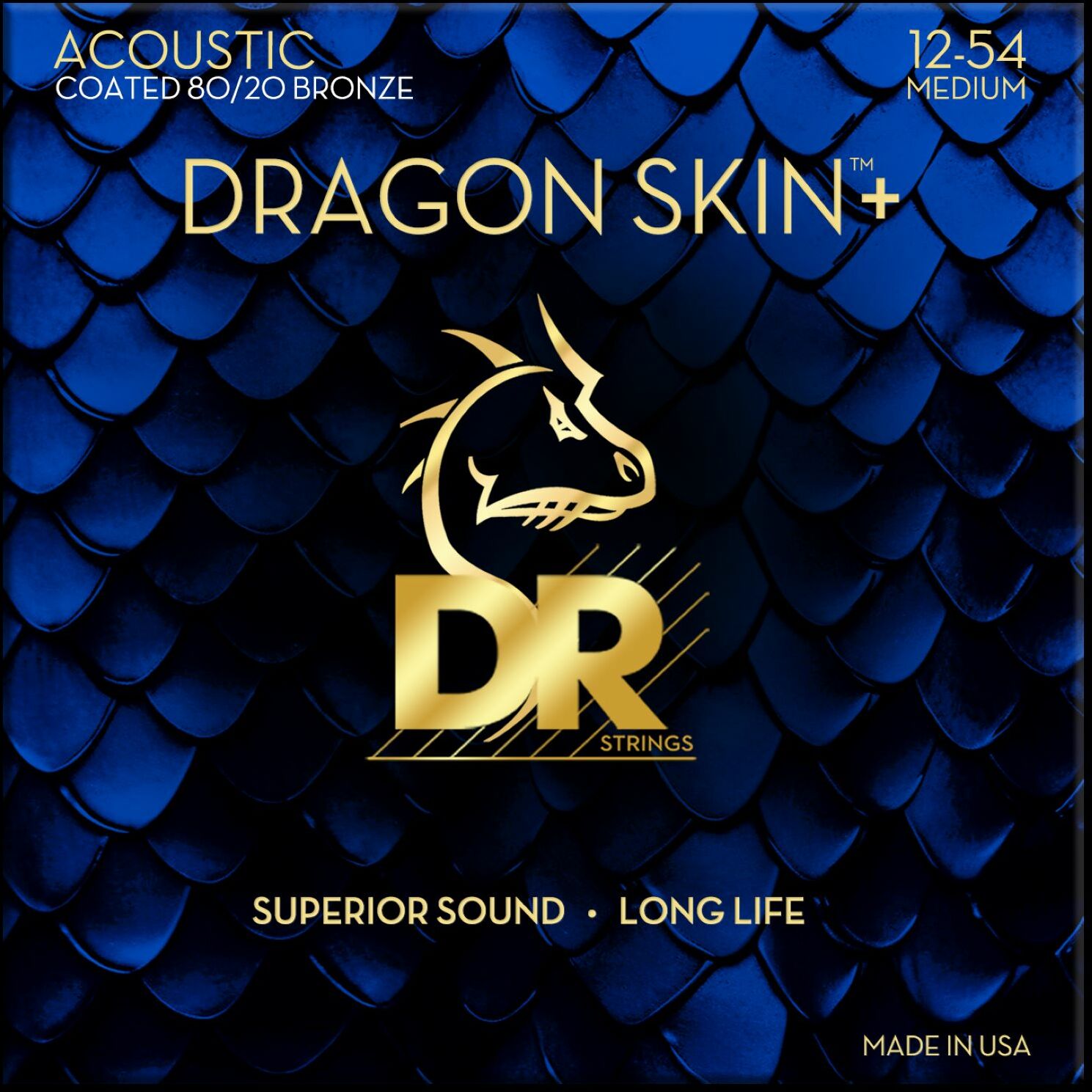 Dr Jeu De 6 Cordes Dragon Skin+ Core Technology Coated Wrap 80/20 12-54 - Acoustic guitar strings - Main picture