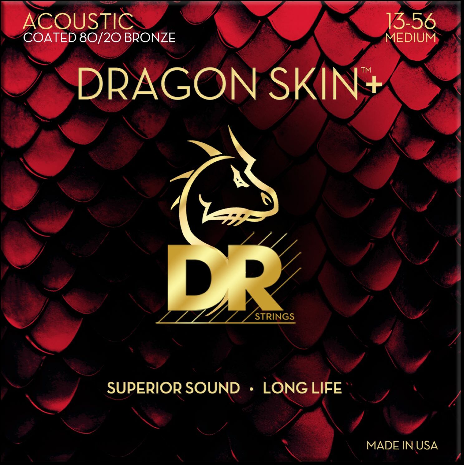 Dr Jeu De 6 Cordes Dragon Skin+ Core Technology Coated Wrap 80/20 13-56 - Acoustic guitar strings - Main picture
