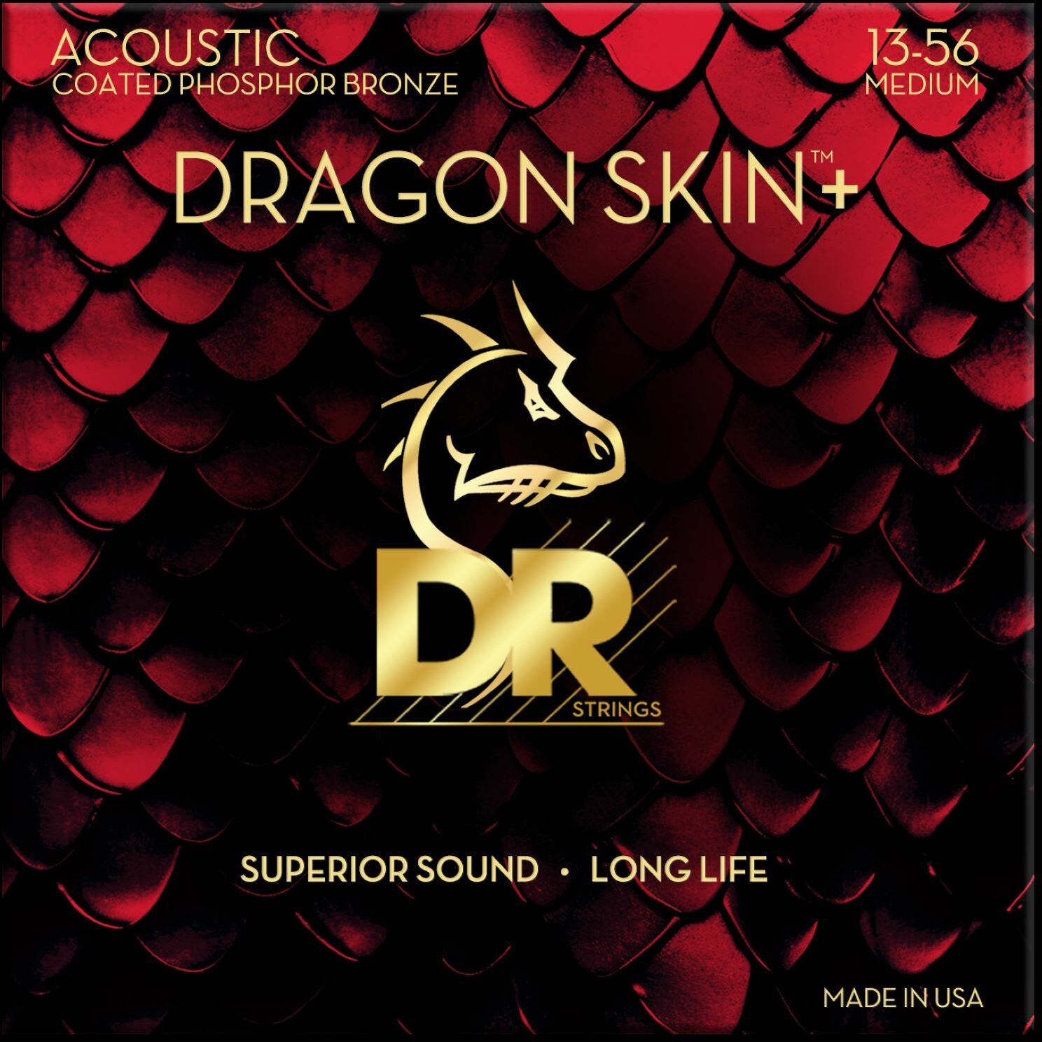 Dr Jeu De 6 Cordes Dragon Skin+ Core Technology Coated Wrap Phosphore Bronze 13-56 - Acoustic guitar strings - Main picture
