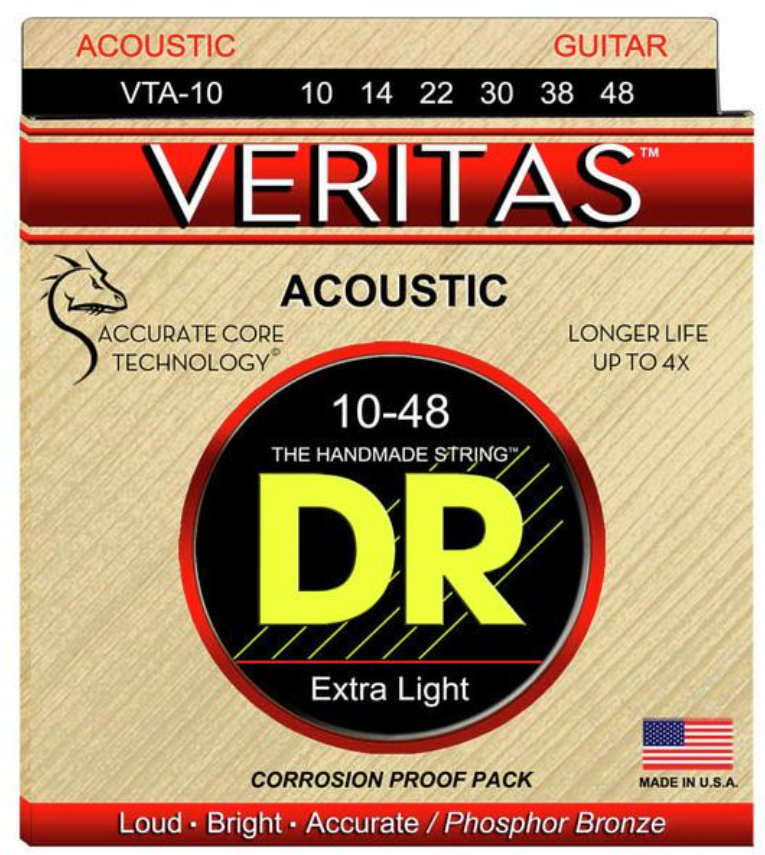 Dr Vta-10 Veritas Phosphore Bronze Acoustic Guitar 6c 10-48 - Acoustic guitar strings - Main picture
