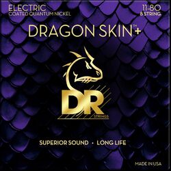 Electric guitar strings Dr DRAGON SKIN+ Core Technology Coated Wrap 11-80 - 8-string set