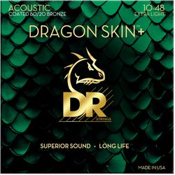 Acoustic guitar strings Dr DRAGON SKIN+ Core Technology Coated Wrap 80/20 10-48 - Set of strings