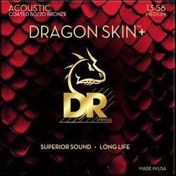Acoustic guitar strings Dr DRAGON SKIN+ Core Technology Coated Wrap 80/20 13-56 - Set of strings