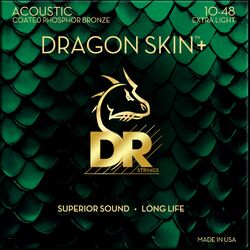 Acoustic guitar strings Dr DRAGON SKIN+ Core Technology Coated Wrap Phosphore Bronze 10-48 - Set of strings