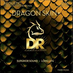 Acoustic guitar strings Dr DRAGON SKIN+ Core Technology Coated Wrap Posphore Bronze Bluegrass 12-56 - Set of strings