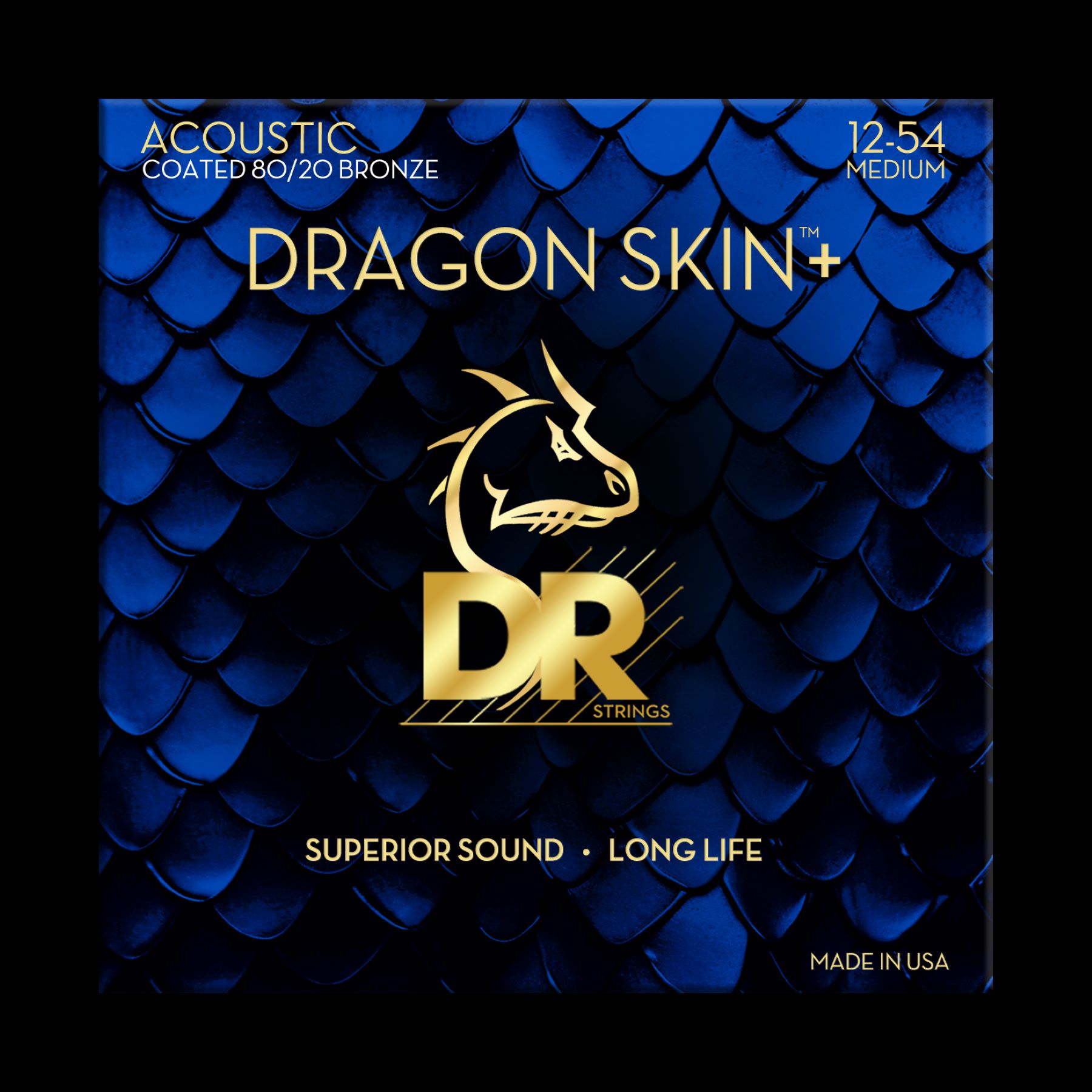 Dr Jeu De 6 Cordes Dragon Skin+ Core Technology Coated Wrap 80/20 12-54 - Acoustic guitar strings - Variation 1