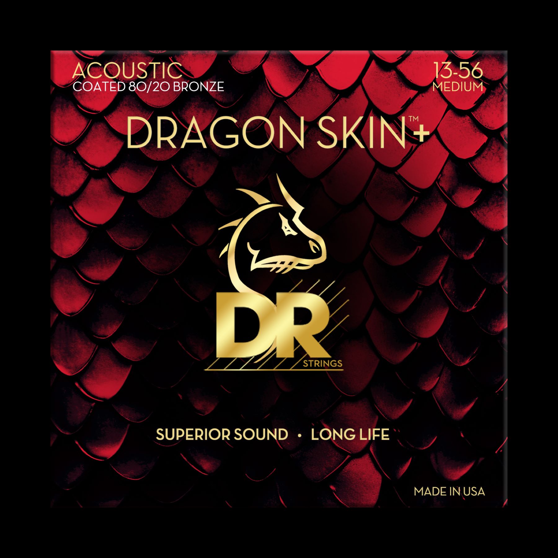Dr Jeu De 6 Cordes Dragon Skin+ Core Technology Coated Wrap 80/20 13-56 - Acoustic guitar strings - Variation 1