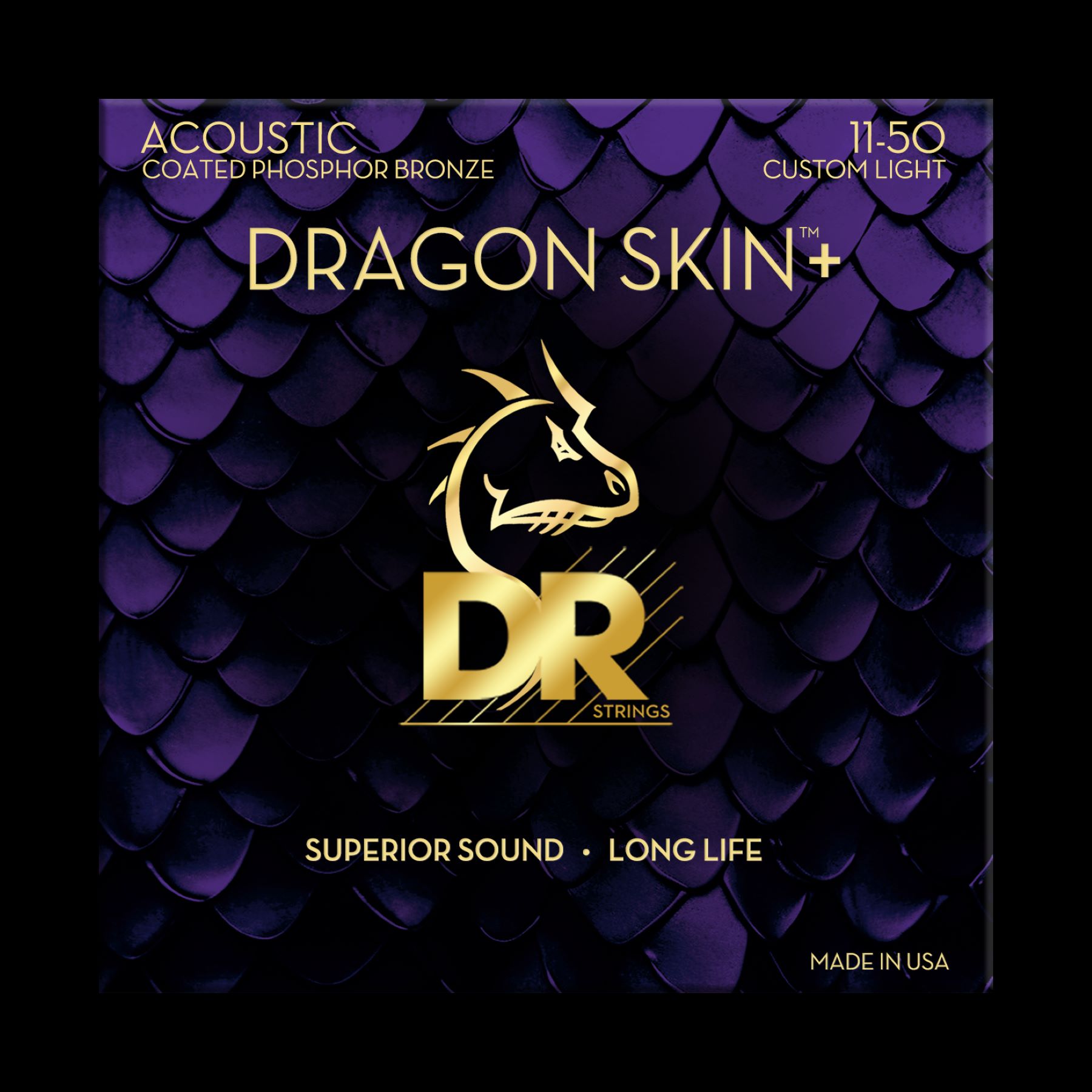 Dr Jeu De 6 Cordes Dragon Skin+ Core Technology Coated Wrap Phosphore Bronze 11-50 - Acoustic guitar strings - Variation 1