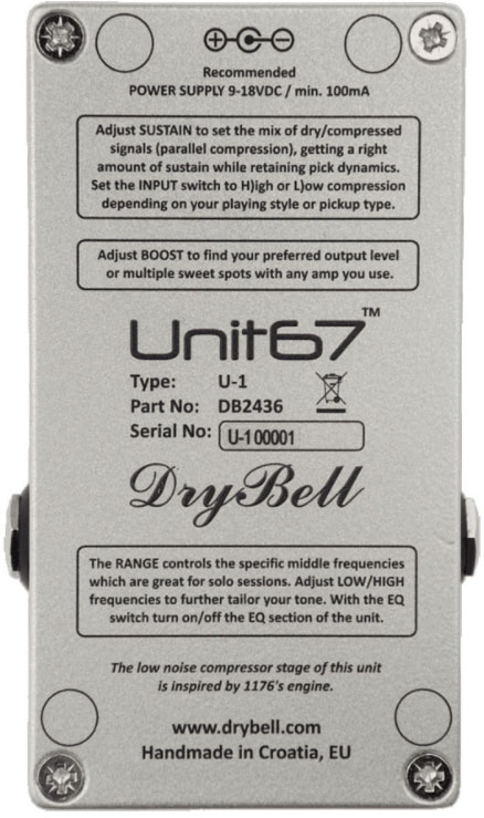 Drybell Unit 67 Boost Compressor Eq - Compressor, sustain & noise gate effect pedal - Variation 3