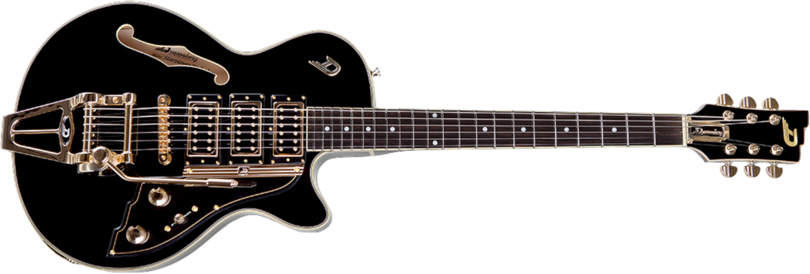Duesenberg Starplayer Custom 3pu Trem Rw - Black - Semi-hollow electric guitar - Main picture