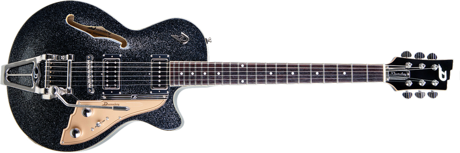 Duesenberg Starplayer Tv Hs Trem Rw - Black Sparkle - Semi-hollow electric guitar - Main picture