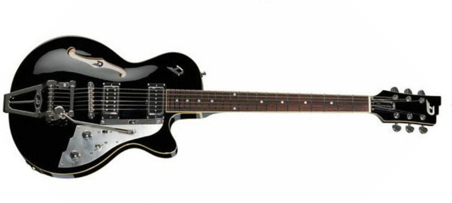 Duesenberg Starplayer Tv+ Piezo Hs Trem Rw - Black - Semi-hollow electric guitar - Main picture