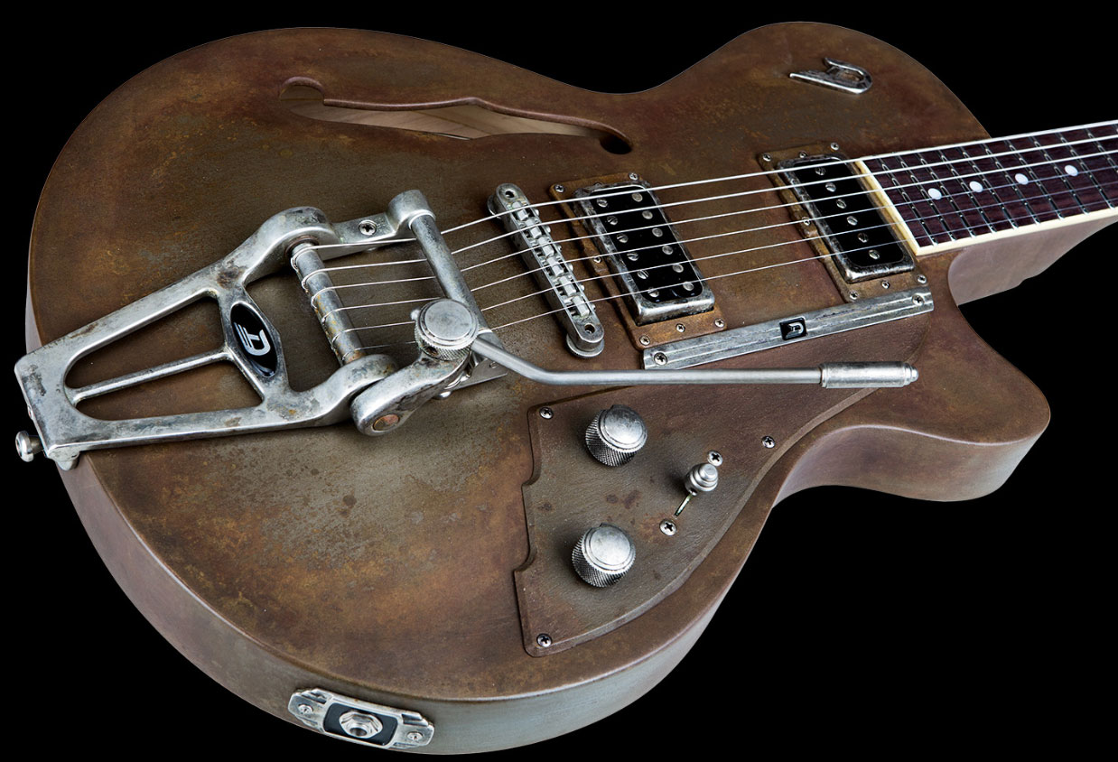 Duesenberg Custom Shop Starplayer Tv Hs Trem Rw - Rusty Steel - Semi-hollow electric guitar - Variation 1