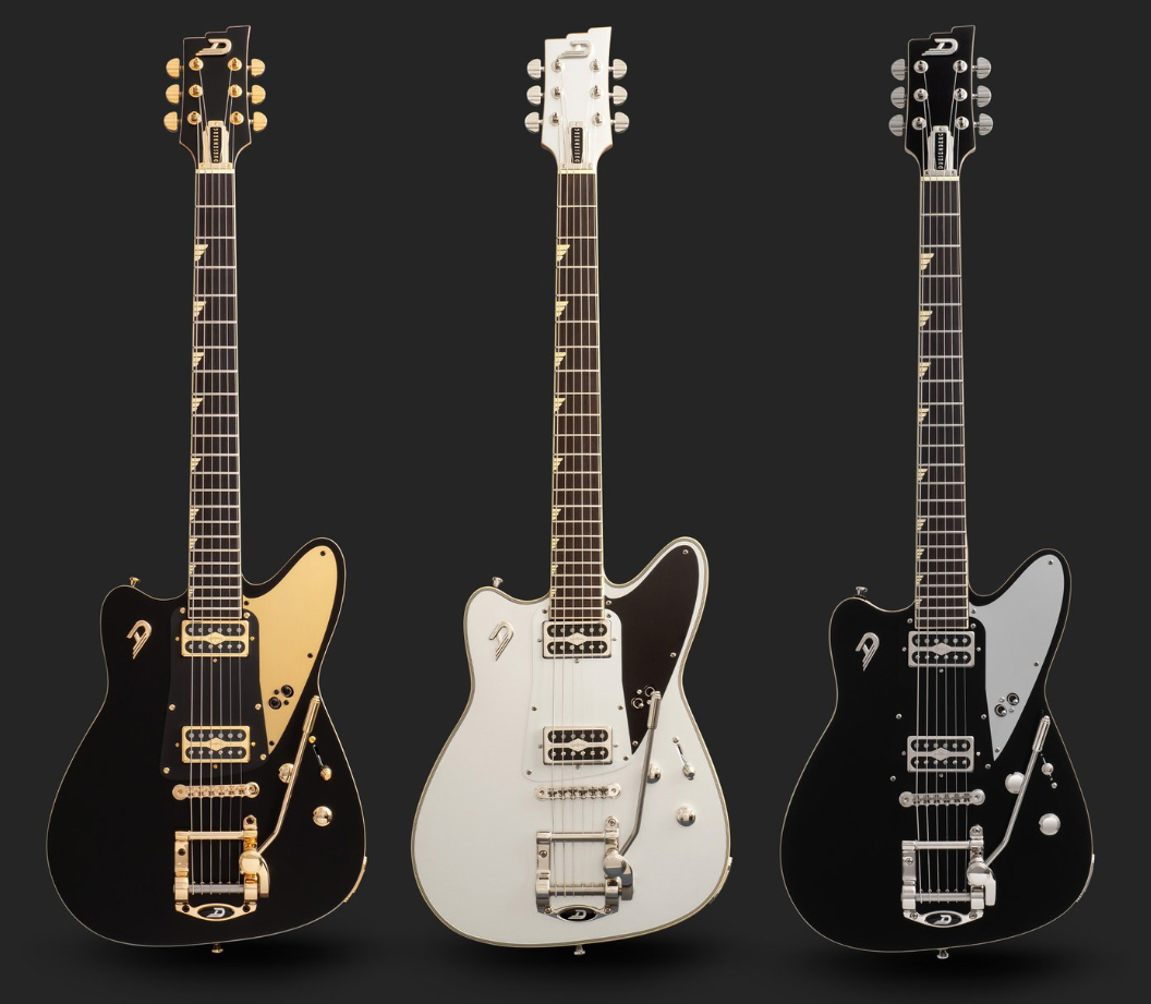 Duesenberg Falken Tremolo 2h Rw - Matte Black & Gold - Retro rock electric guitar - Variation 5