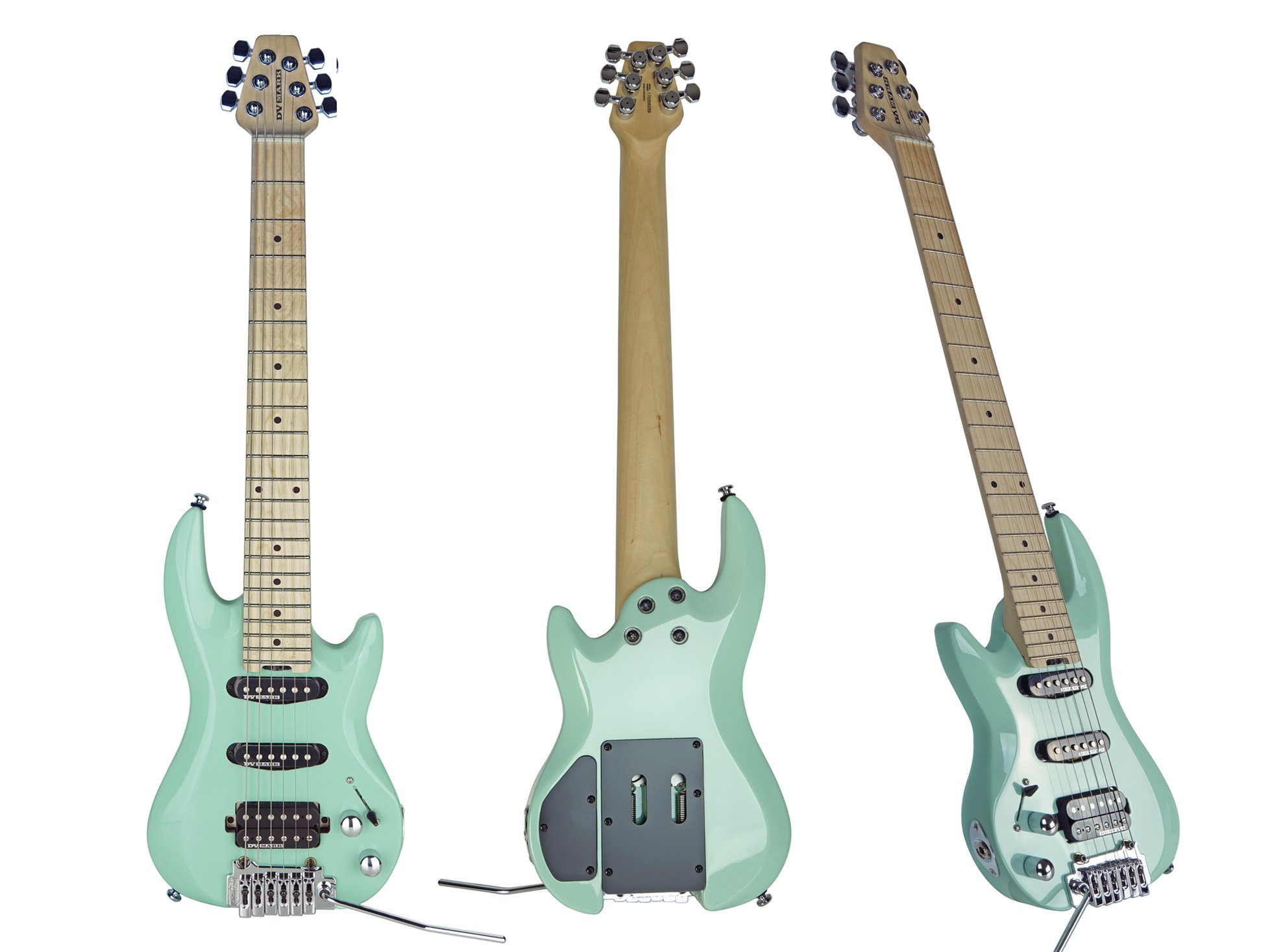 Dv Mark Dv Little Guitar F1 Hss Trem Mn - Carribean Green - Travel & mini electric guitar - Variation 1