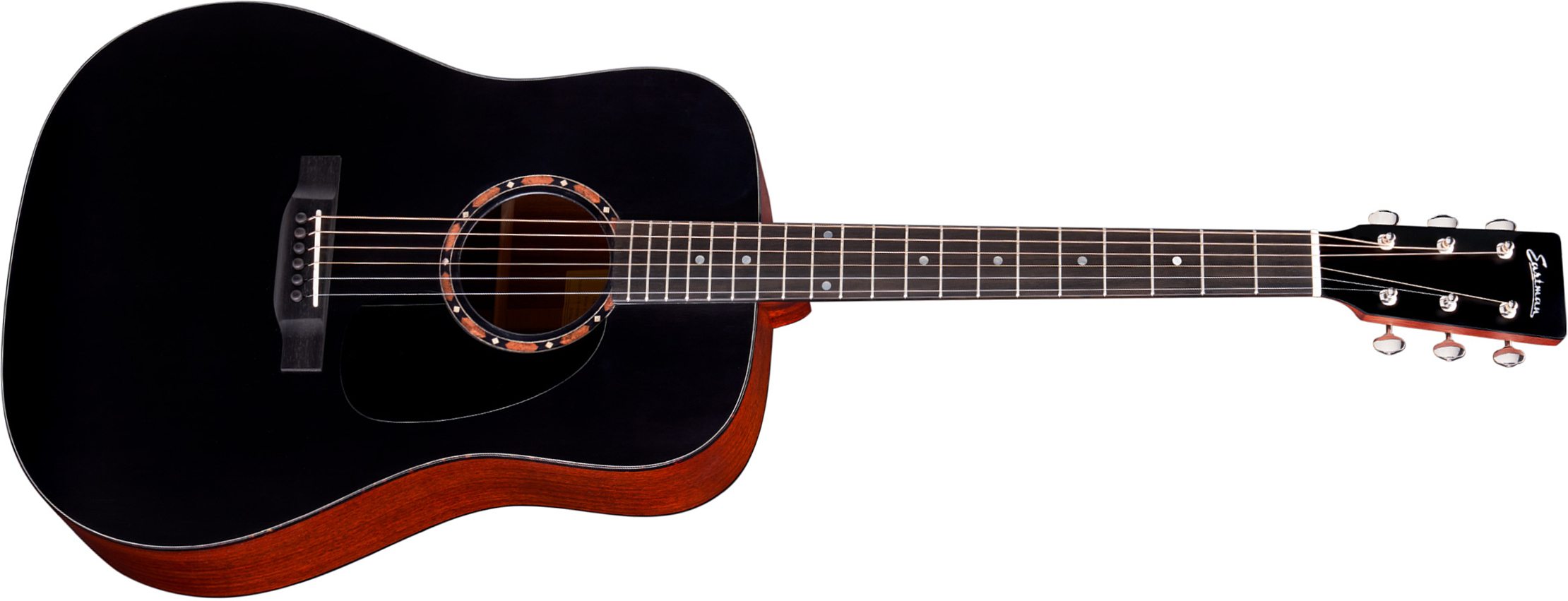 Eastman E2d Traditional Dreadnought Cedre Sapele Eb - Black Satin - Acoustic guitar & electro - Main picture