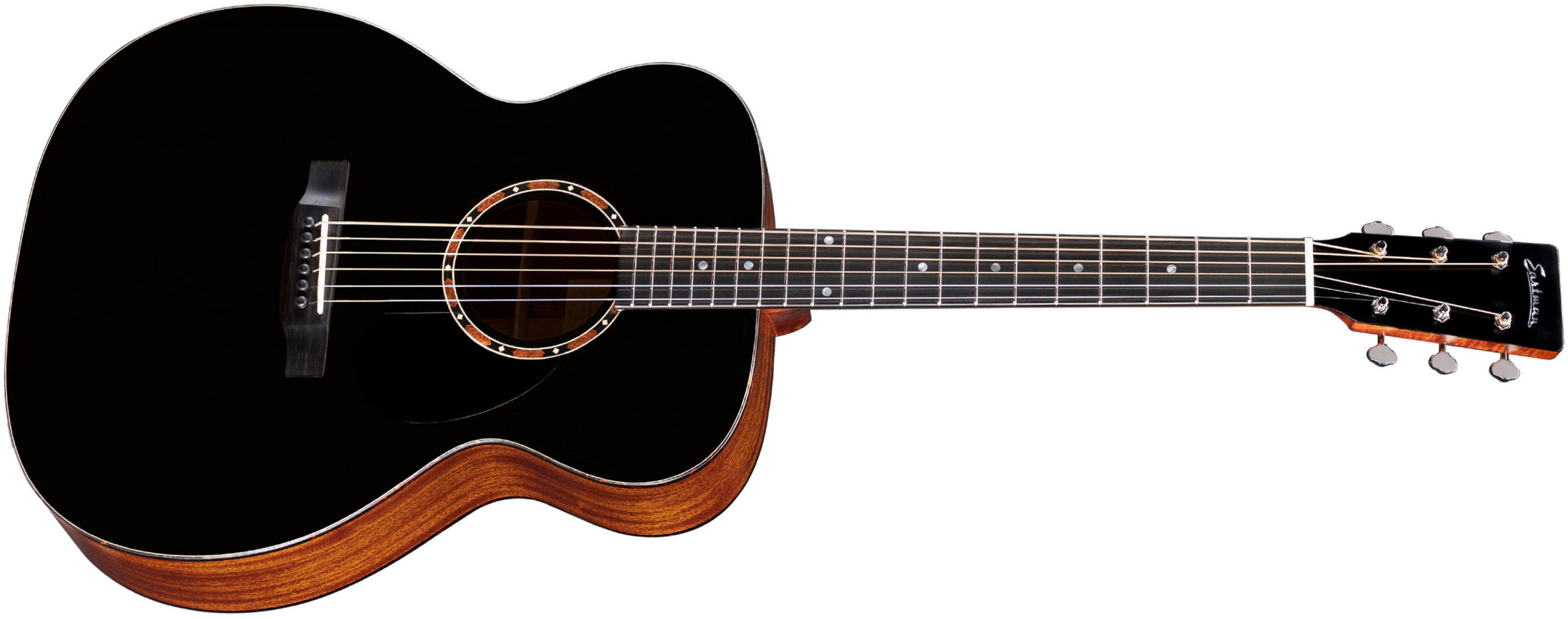 Eastman E2om Traditional Orchestra Model Cedre Sapele Eb - Truetone Satin Black - Acoustic guitar & electro - Main picture