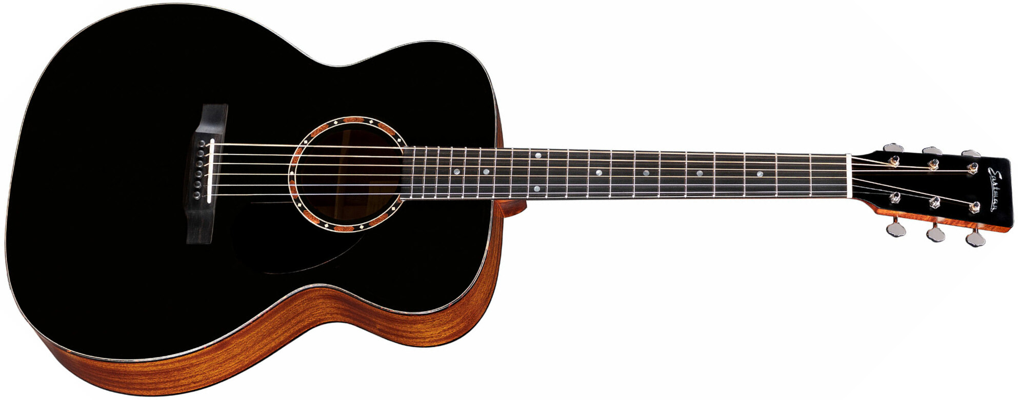 Eastman E2om Traditional Orchestra Model Cedre Sapele Eb - Truetone Satin Black - Acoustic guitar & electro - Main picture