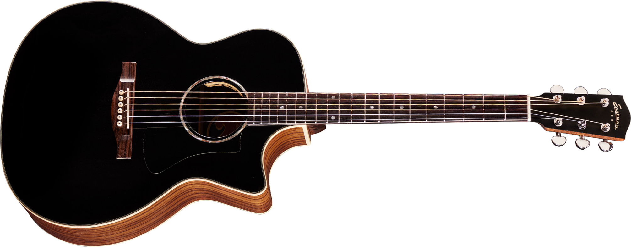 Eastman Pch2-gace Grand Auditorium Cw Epicea Palissandre Rw - Truetone Satin Black - Folk guitar - Main picture