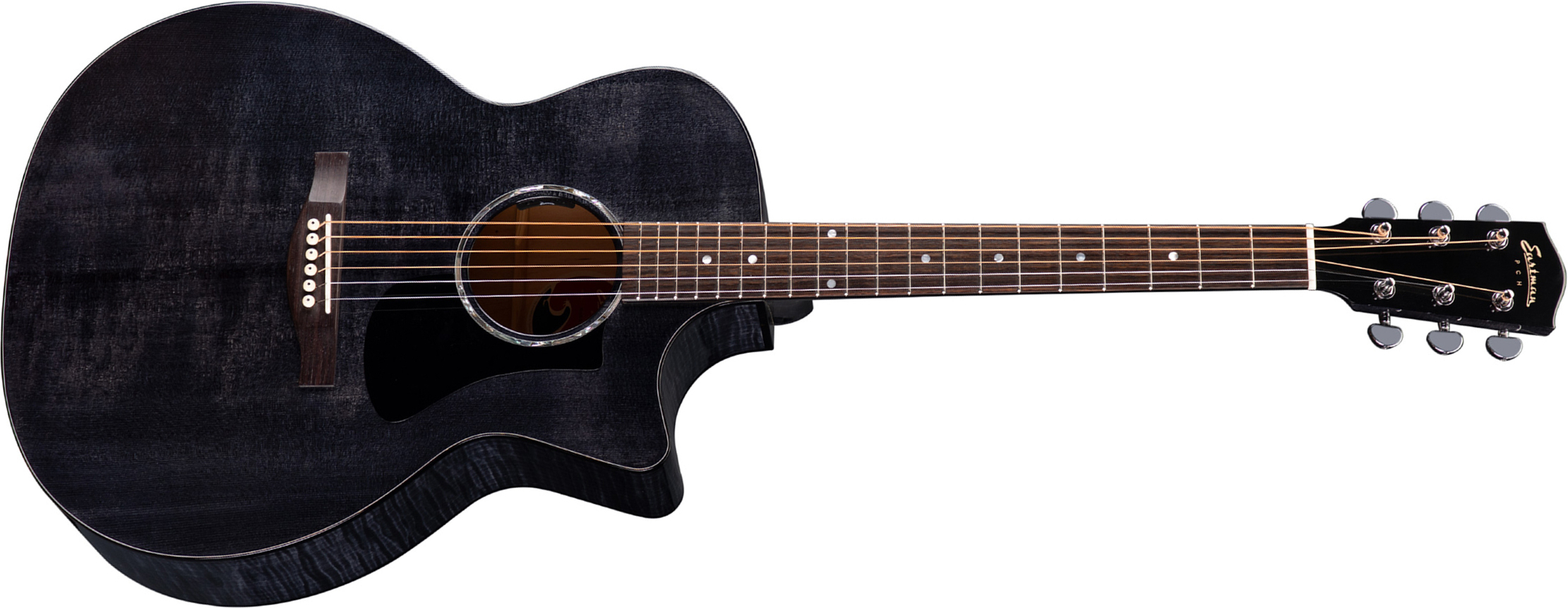 Eastman Pch3-gace Grand Auditorium Cw Epicea Erable Rw +housse - Trans Black - Electro acoustic guitar - Main picture