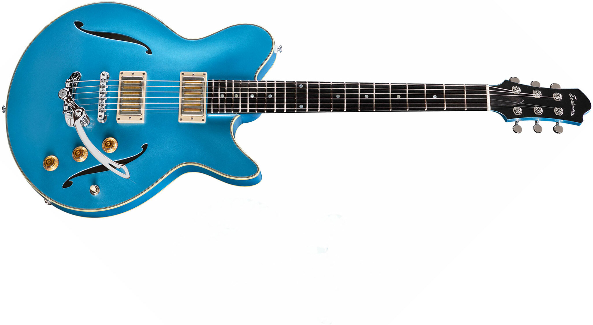 Eastman Romeo La Thinline Laminate 2p90 Seymour Duncan Trem Eb - Celestine Blue - Semi-hollow electric guitar - Main picture