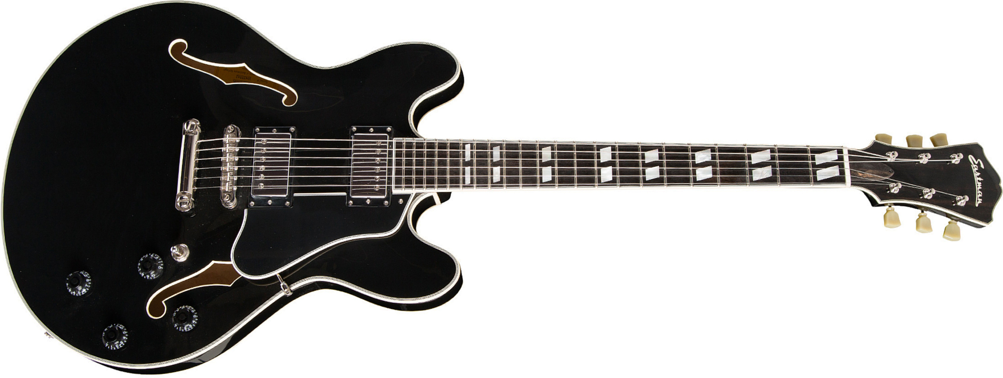 Eastman T486 Thinline 2h Seymour Duncan Ht Eb - Black - Semi-hollow electric guitar - Main picture