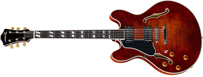 Eastman T486 Thinline Laminate Gaucher Tout Erable Hh Seymour Duncan Ht Eb - Classic - Left-handed electric guitar - Main picture