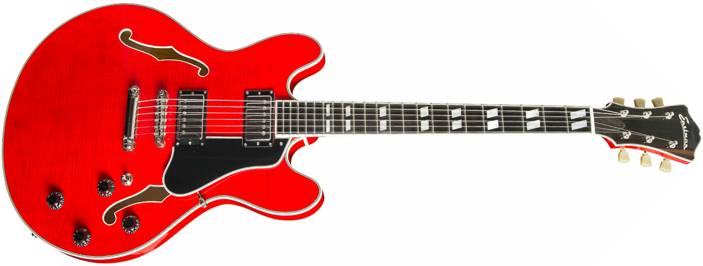 Eastman T486 Thinline Laminate Tout Erable Hh Seymour Duncan Ht Eb - Red - Semi-hollow electric guitar - Main picture