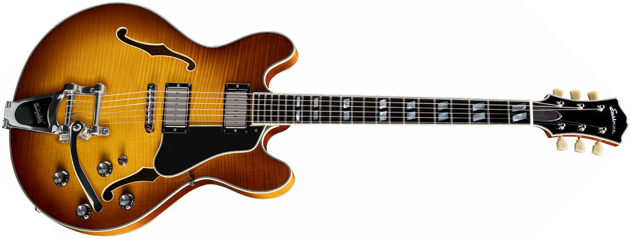 Eastman T486b Thinline Laminate Tout Erable Ss Seymour Duncan Bigsby Eb - Goldburst - Semi-hollow electric guitar - Main picture