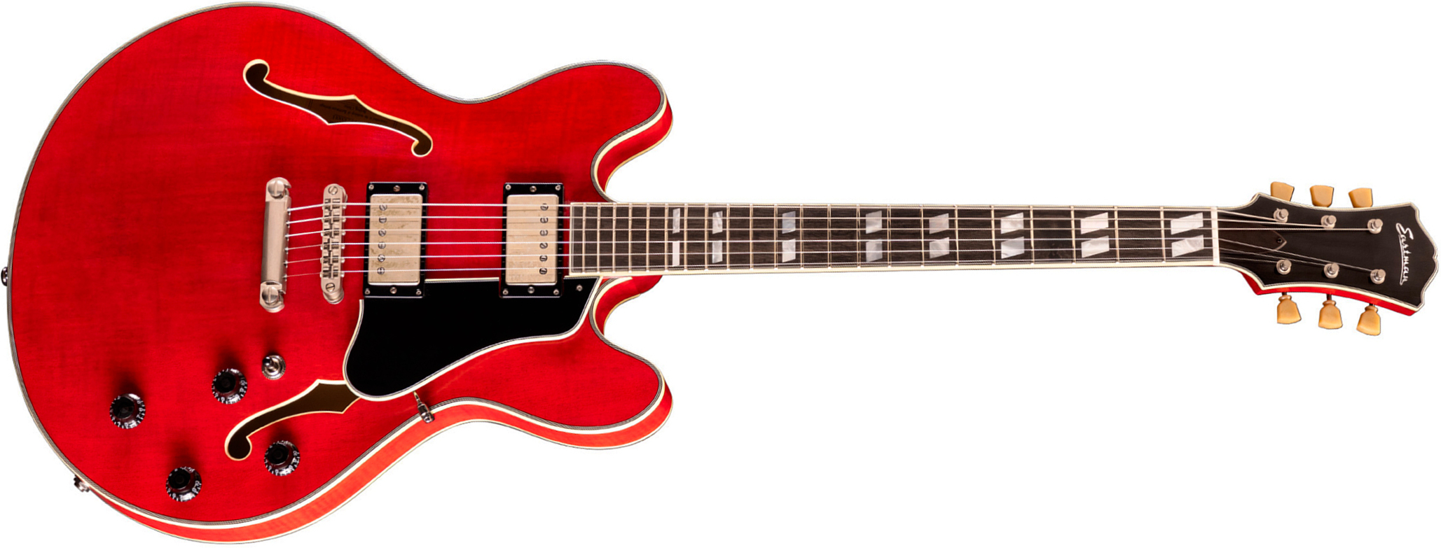 Eastman T59/tv Thinline 2h Seymour Duncan Ht Eb - Truetone Vintage Gloss Red - Single cut electric guitar - Main picture