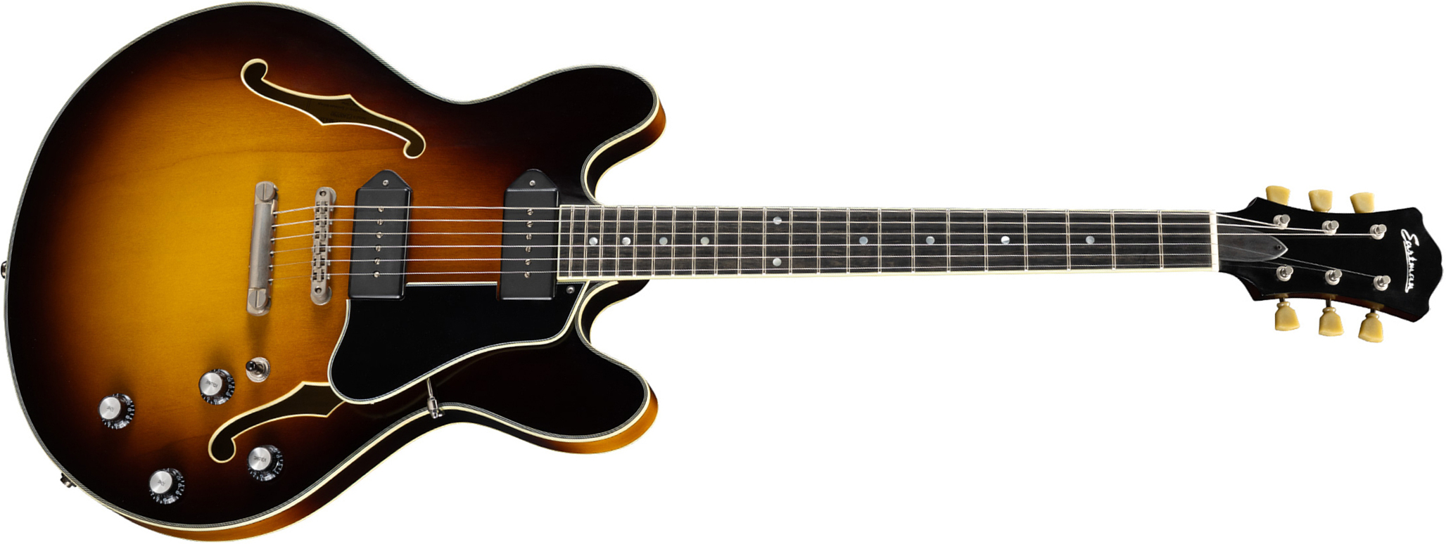 Eastman T60/tv Thinline 2s P90 Lollar Ht Eb - Truetone Gloss Sunburst - Semi-hollow electric guitar - Main picture