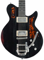 Retro rock electric guitar Eastman Juliet Humbuckers Bigsby - Antique varnish black 