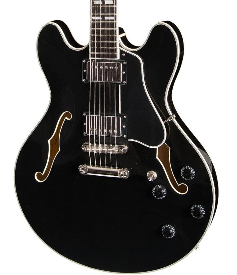 Semi-hollow electric guitar Eastman Thinline T486 - Truetone Gloss Black