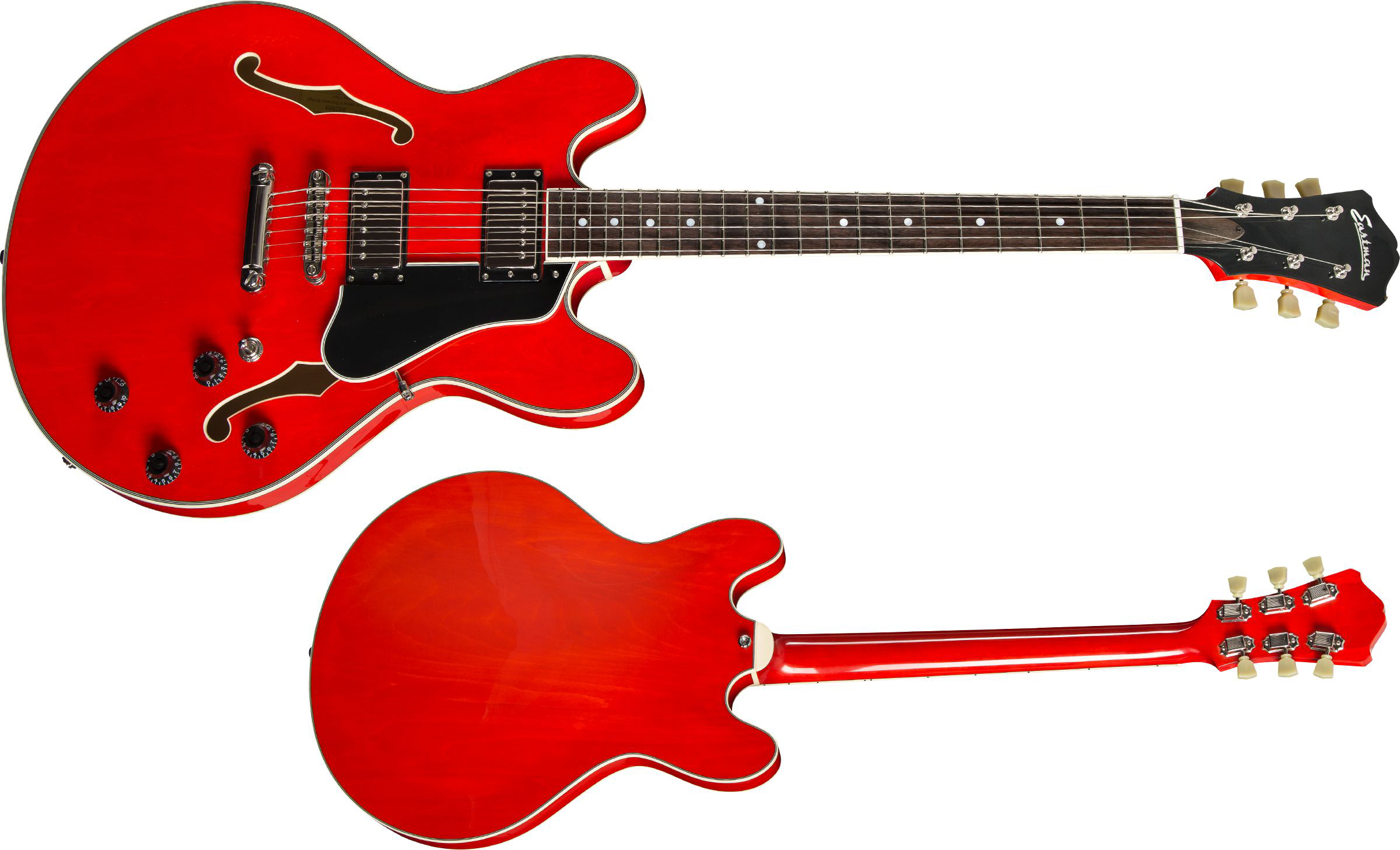 Eastman T386 Thinline Laminate Tout Erable Ht Eb - Red - Semi-hollow electric guitar - Variation 1