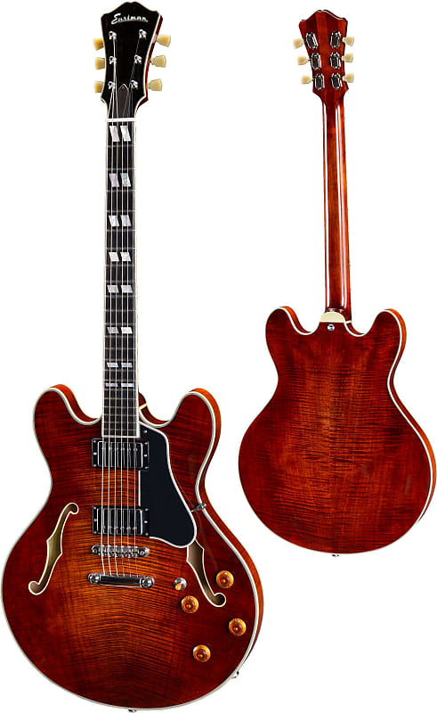Eastman T486 Thinline Laminate Gaucher Tout Erable Hh Seymour Duncan Ht Eb - Classic - Left-handed electric guitar - Variation 1