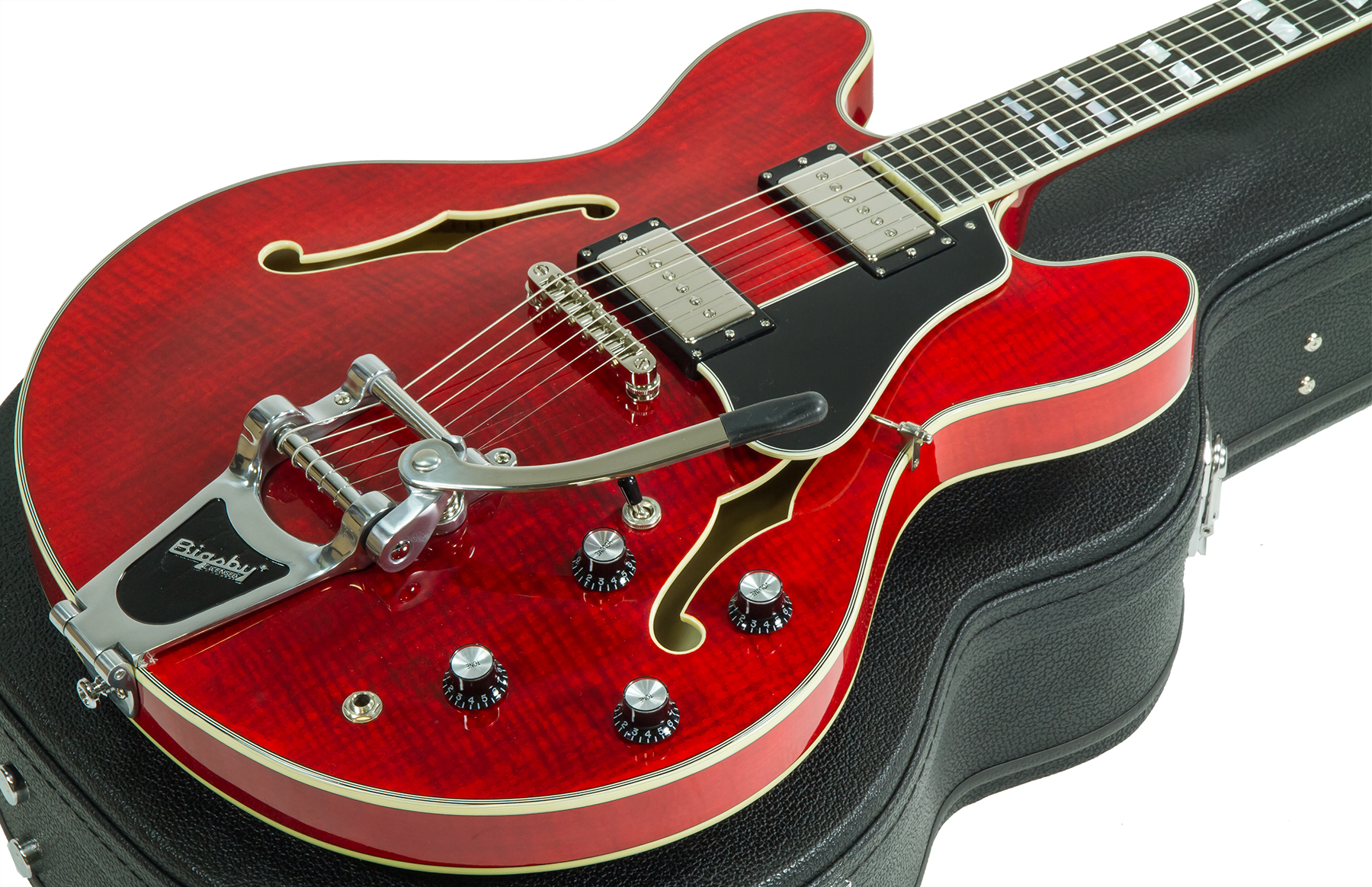 Eastman T486b Thinline Laminate Tout Erable Ss Seymour Duncan Bigsby Eb - Red - Semi-hollow electric guitar - Variation 1