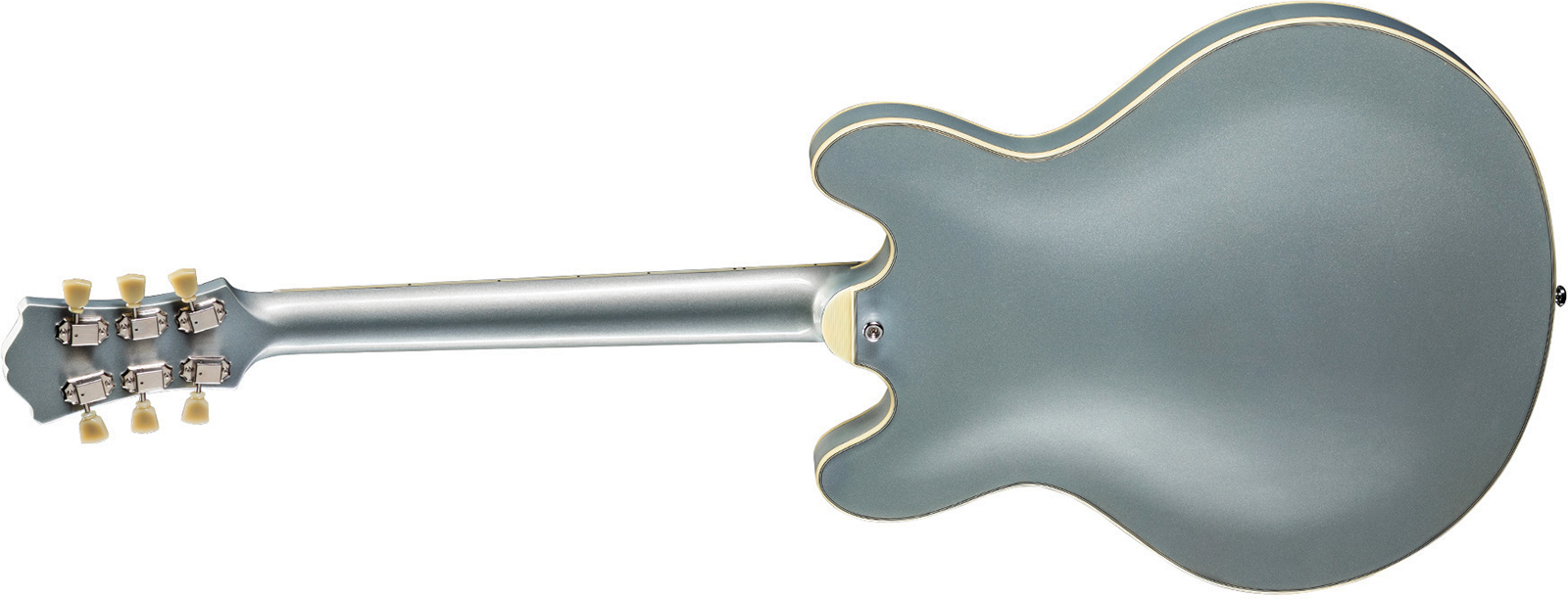 Eastman T64-t Trapeze Thinline 2s P90 Ht Rw Eb - Truetone Gloss Iced Blue Metallic - Semi-hollow electric guitar - Variation 1