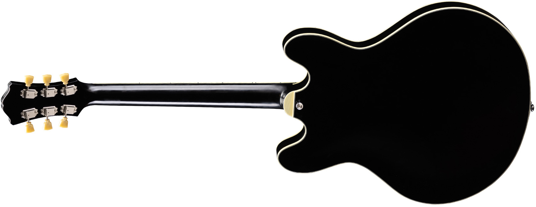Eastman T64/tv Thinline 2s P90 Lollar Bigsby Eb - Truetone Vintage Gloss Black - Semi-hollow electric guitar - Variation 1