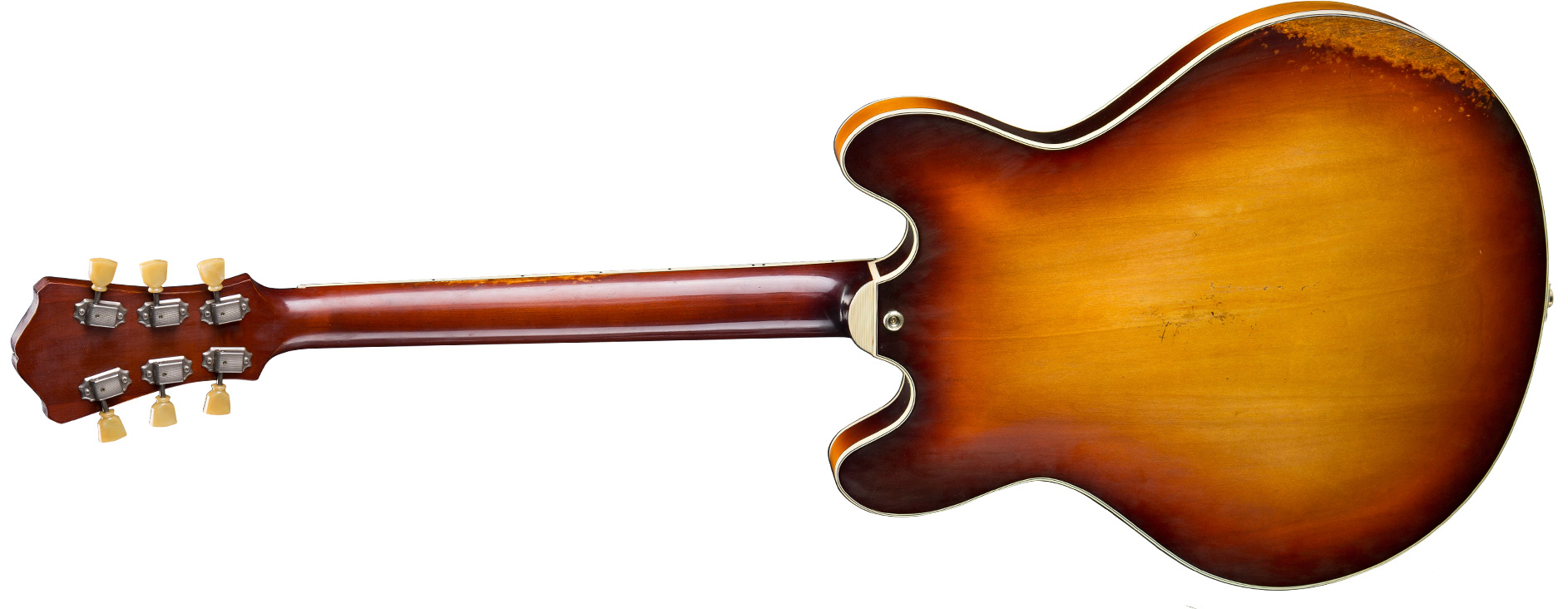 Eastman T64/v Thinline Laminate Tout Erable 2p90 Lollar Ht Eb - Antique Gold Burst - Semi-hollow electric guitar - Variation 1