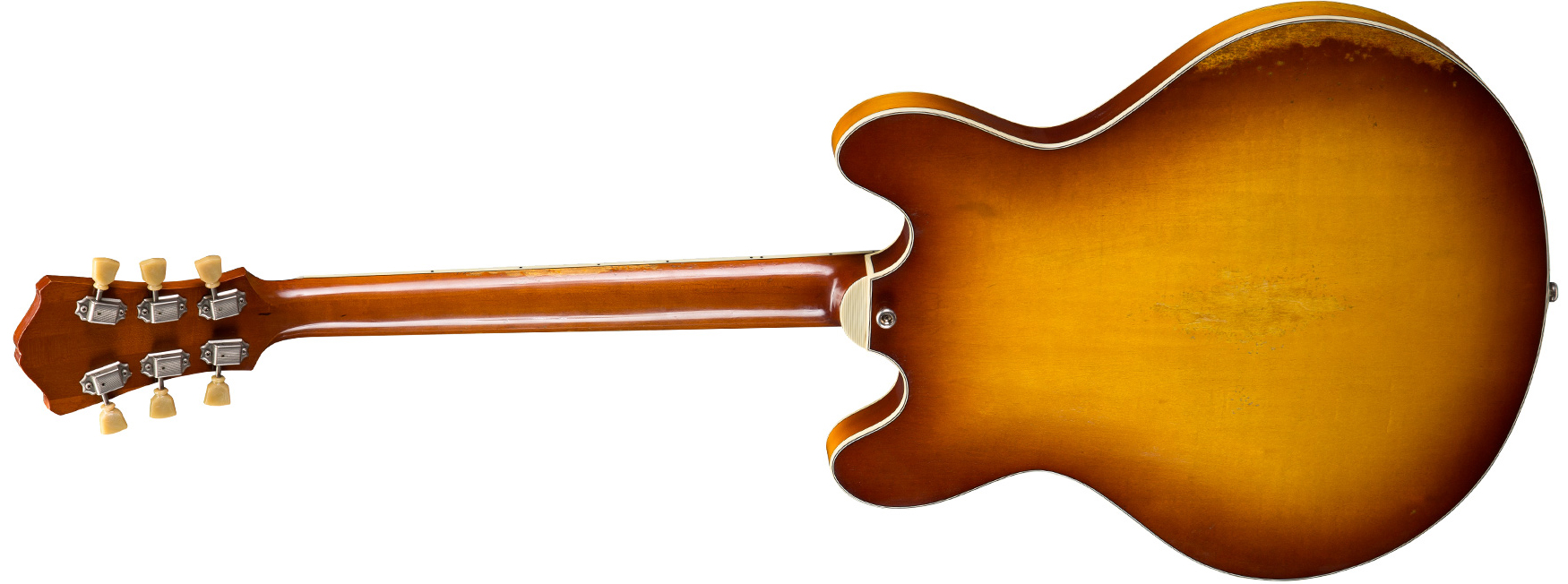Eastman T64/v Thinline Laminate Tout Erable 2p90 Lollar Ht Eb - Antique Gold Burst - Semi-hollow electric guitar - Variation 2