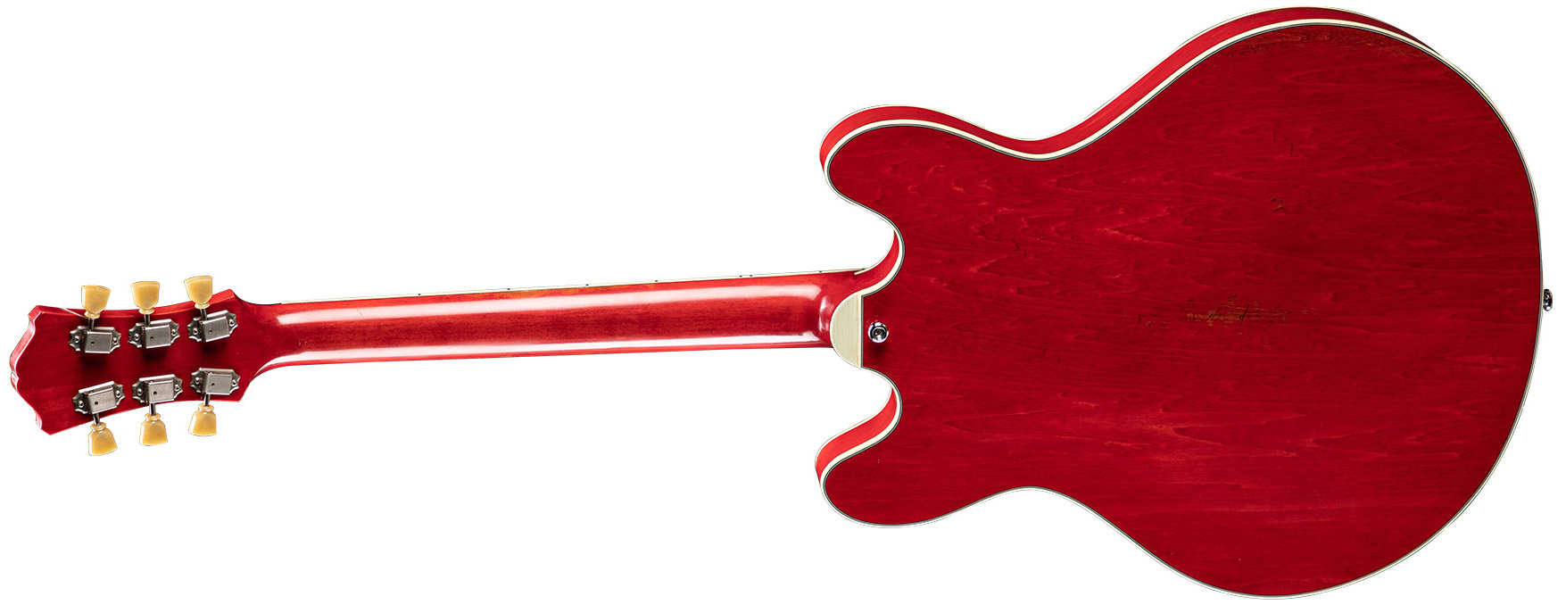Eastman T64/v Thinline Laminate Tout Erable 2p90 Lollar Ht Eb - Antique Red - Semi-hollow electric guitar - Variation 1