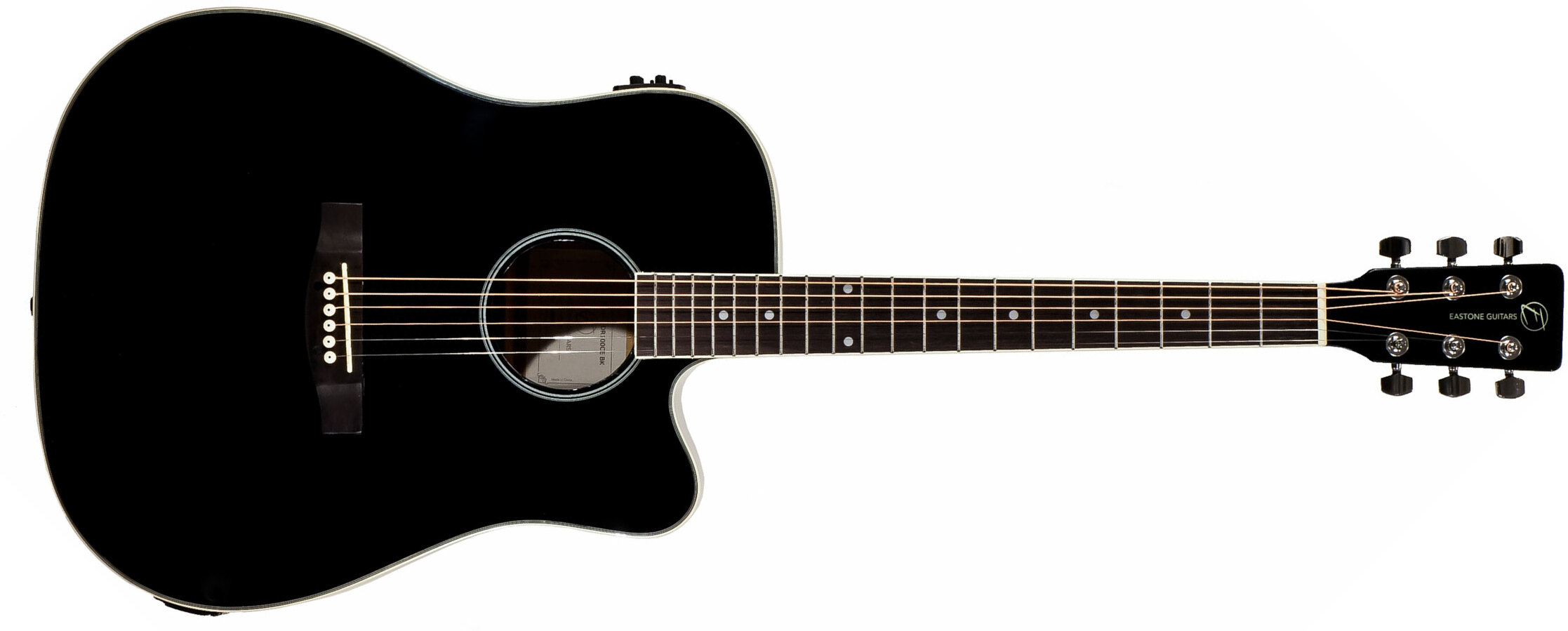 Eastone Dr100ce-blk Dreadnought Cw Epicea Okuman - Black - Electro acoustic guitar - Main picture