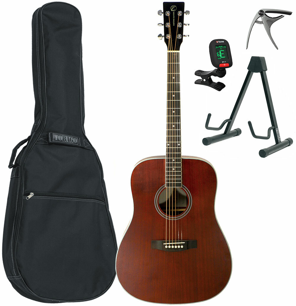 Eastone Dr150-nat +housse X-tone 2003 +capo +stand - Natural Satin - Acoustic guitar set - Main picture