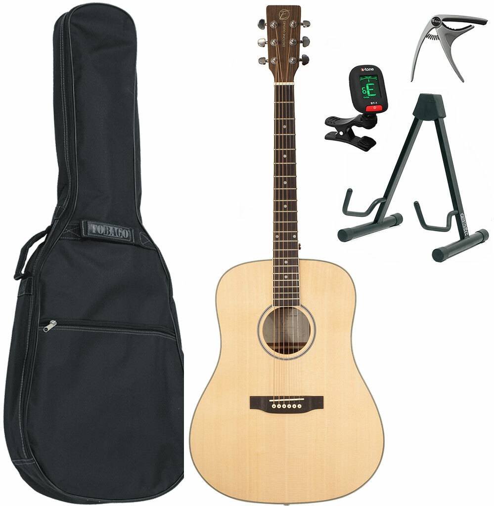 Eastone Dr260-nat +housse X-tone 2003 +accordeur +capo +stand - Natural - Acoustic guitar set - Main picture