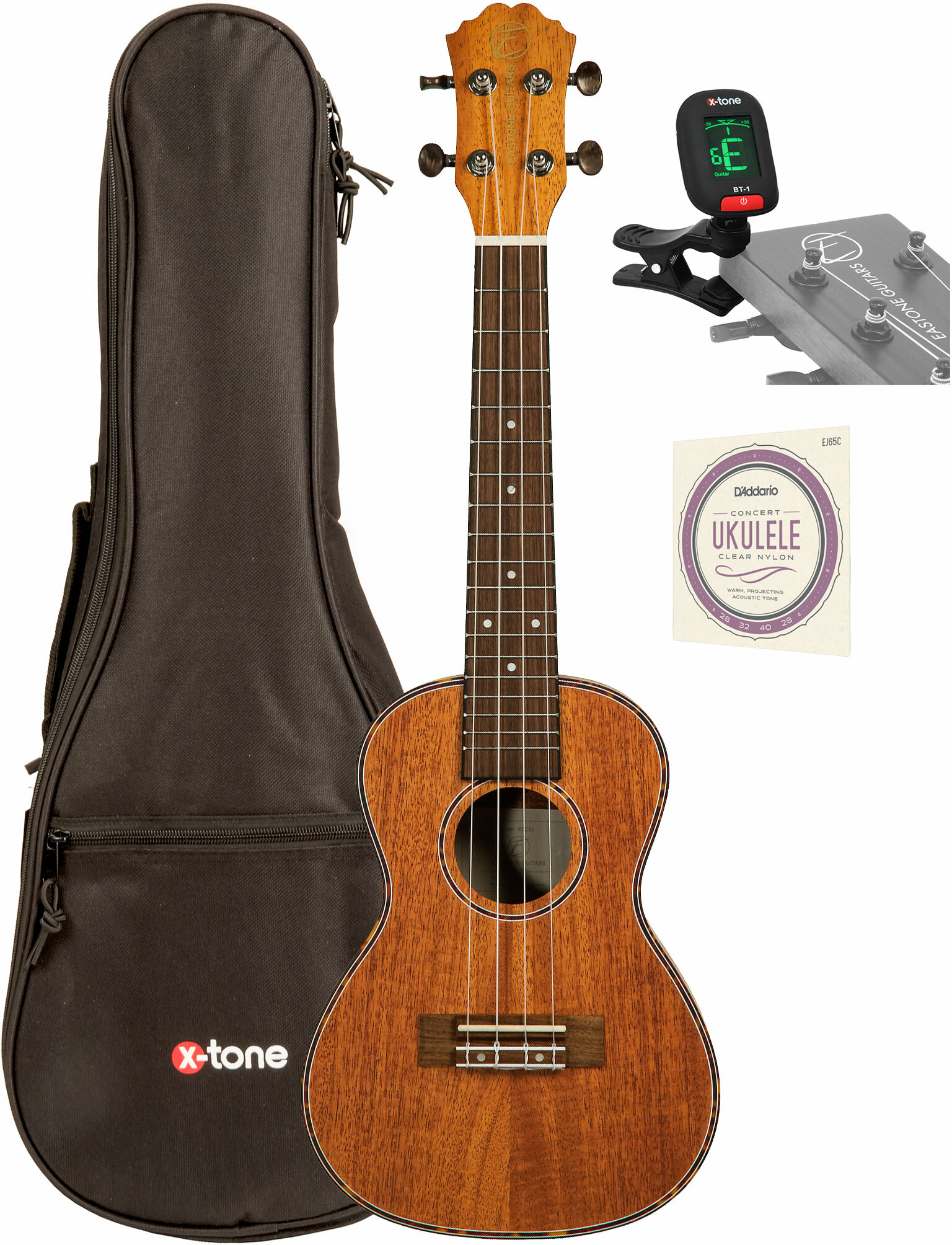 Eastone E6c23 Concert Tout Acajou Noy  +x-tone 3110 Tuner / 2021 Bag / D'addario Ej65c Matte - Ukulele pack - Main picture